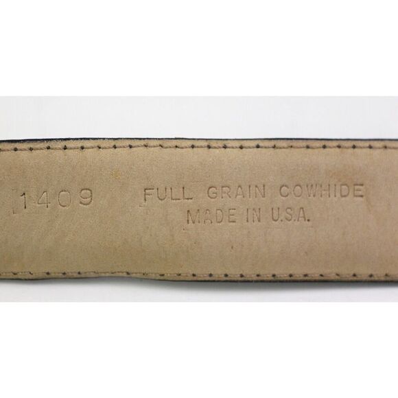 VTG GRAY GENUINE LEATHER 1 1/8"Wd STITCH DRESS CASUAL MEN'S BELT Sz 36 (R83 - Picture 7 of 13